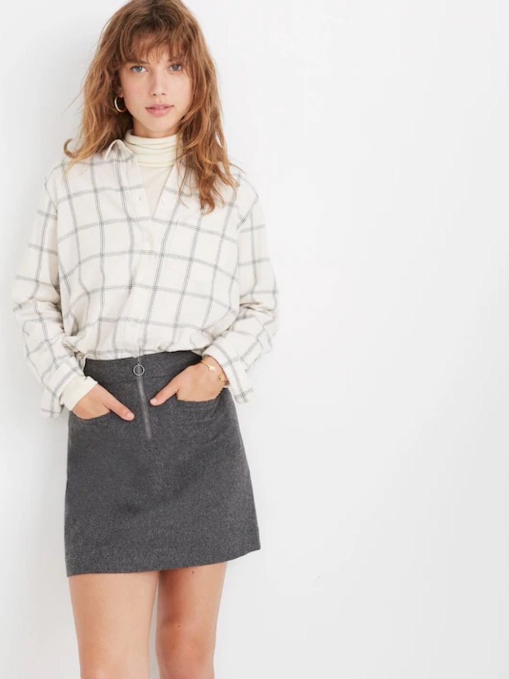 Madewell Fireside Mini Skirt Wool Blend Heather Grey Plus Size 20